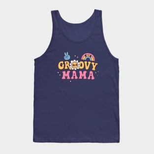 Groovy Mama Hippie Flower And Rainbow Tank Top